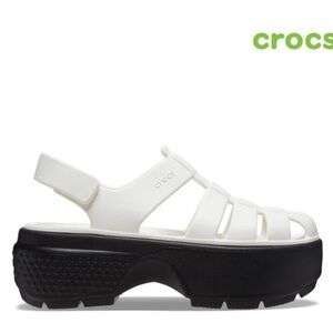 CROCS Women's White Platform Fisherman Sandal with Black Sole